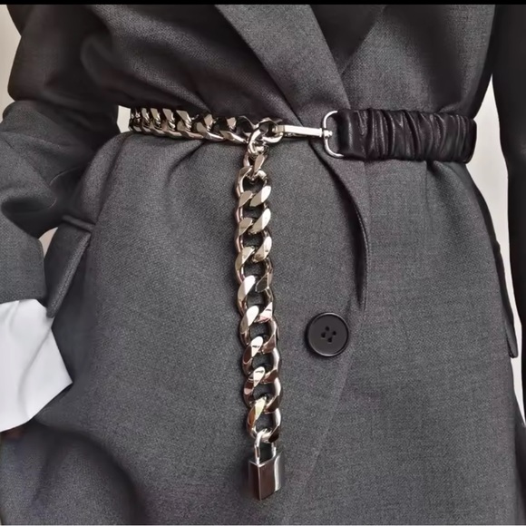 Anthropologie Accessories - Anthropologie lux adjustable Black Leather Chain Strap